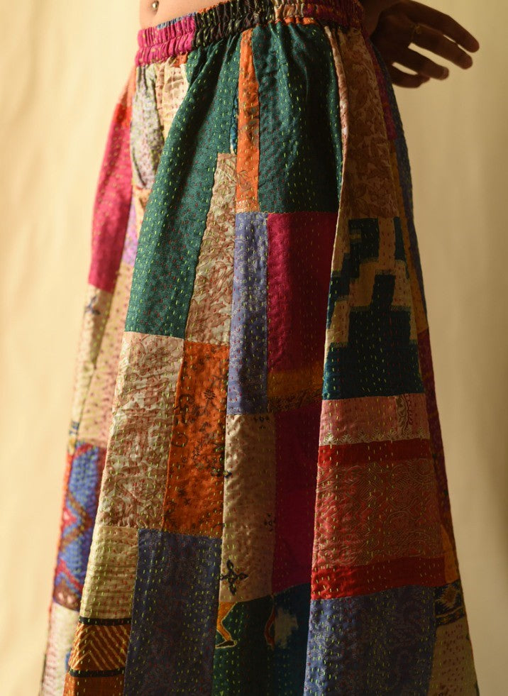 KAIVA: Kantha Silk Patchwork Palazzo