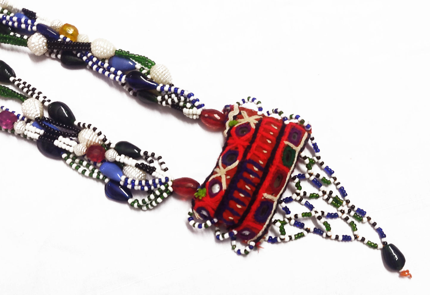 RAGA: Beaded Fabric Pendant Necklace - SIMPLY KITSCH