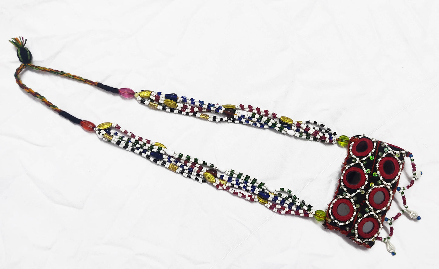 SUTRA: Beaded Fabric Pendant Necklace - SIMPLY KITSCH