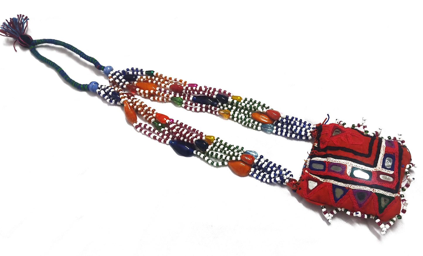 SUTA: Beaded Fabric Pendant Necklace - SIMPLY KITSCH