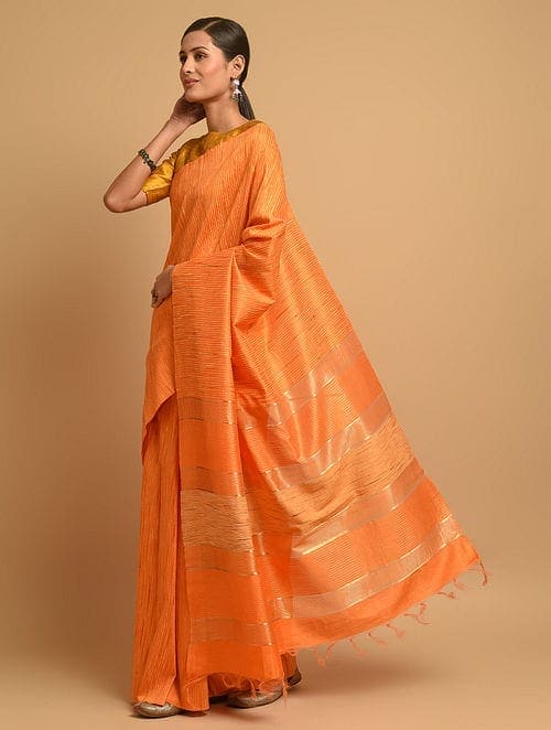 NAARANGI: Handwoven Bhagalpuri silk zari saree - SIMPLY KITSCH