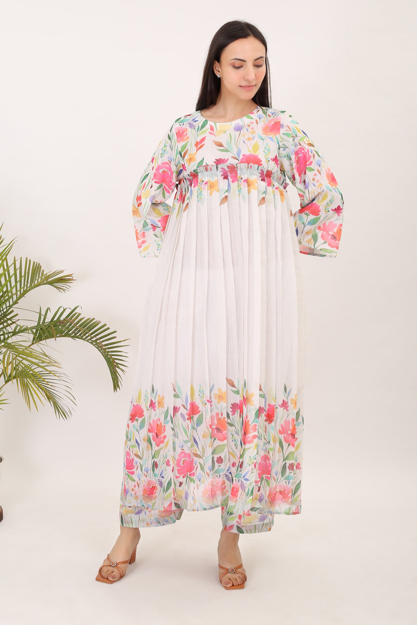 EMILY IN THE GARDEN: Cotton linen printed summer women kurta set - SIMPLY KITSCH
