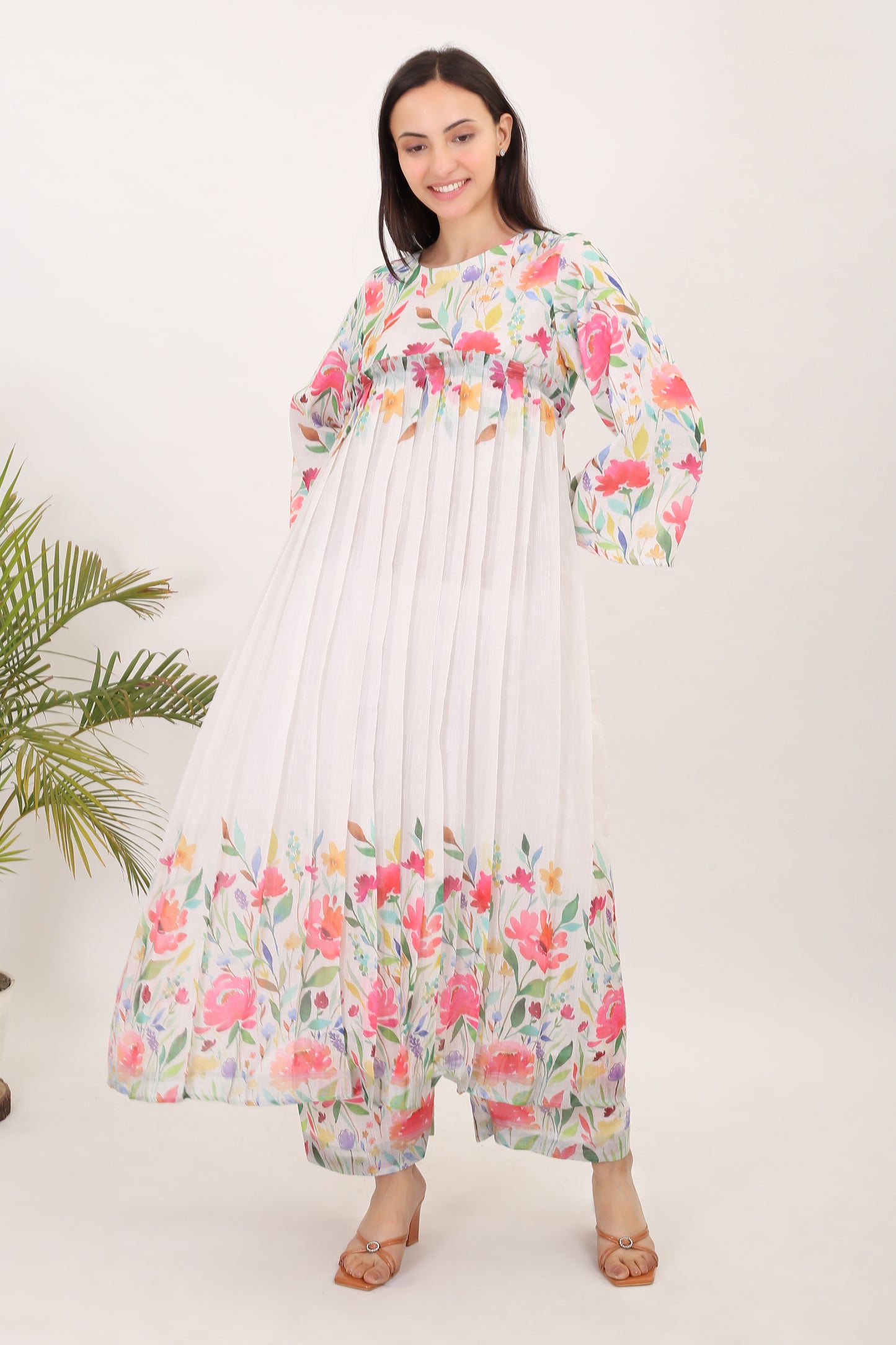 EMILY IN THE GARDEN: Cotton linen printed summer women kurta set - SIMPLY KITSCH