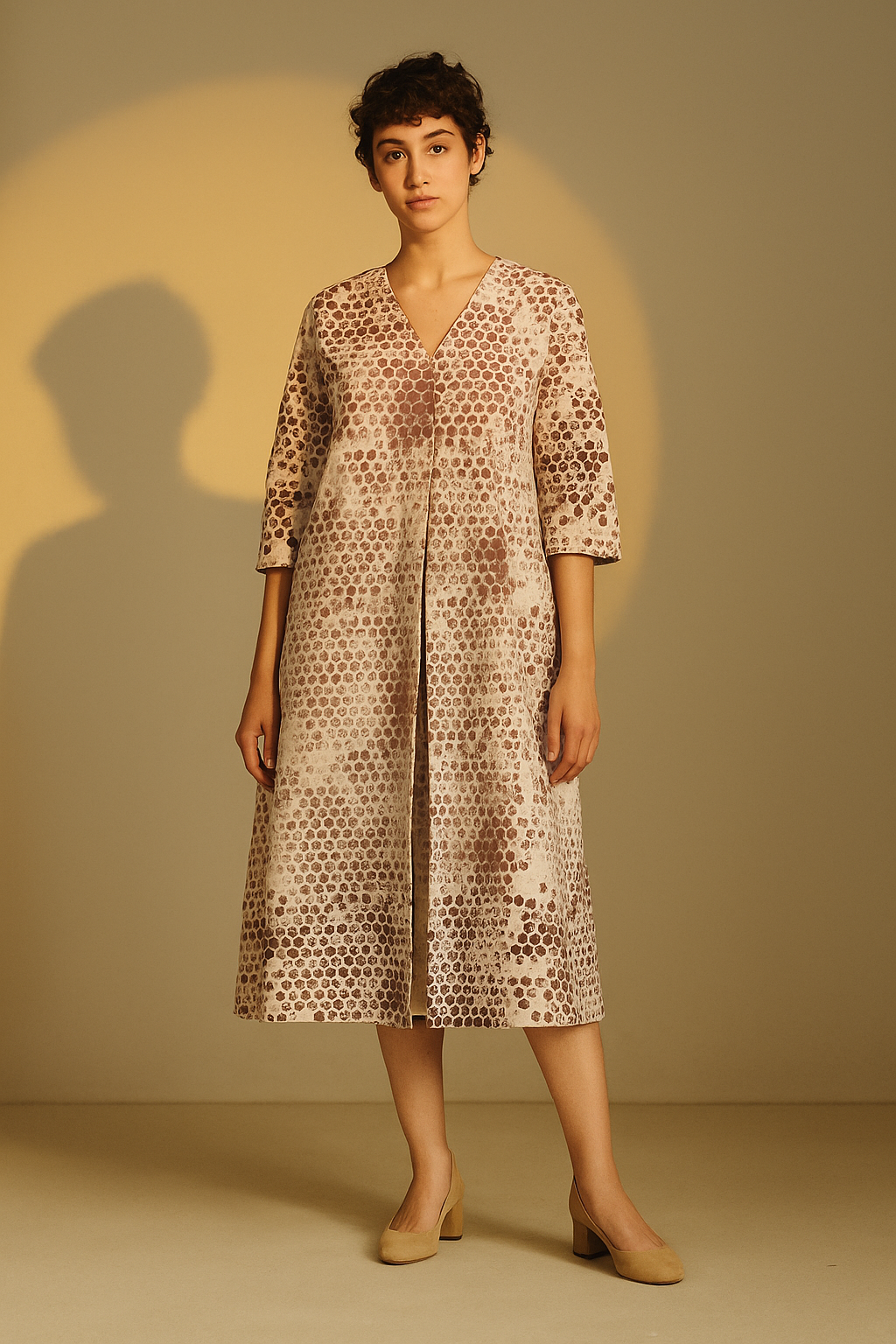JANE: Hand Printed Midi Dress - SIMPLY KITSCH