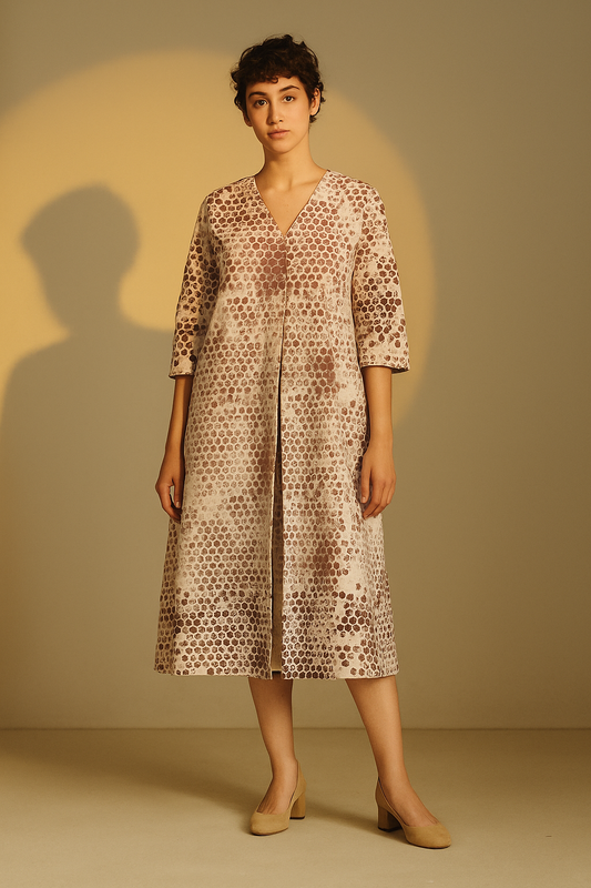 JANE: Hand Printed Midi Dress - SIMPLY KITSCH