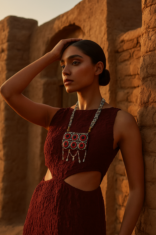 SUTRA: Beaded Fabric Pendant Necklace - SIMPLY KITSCH