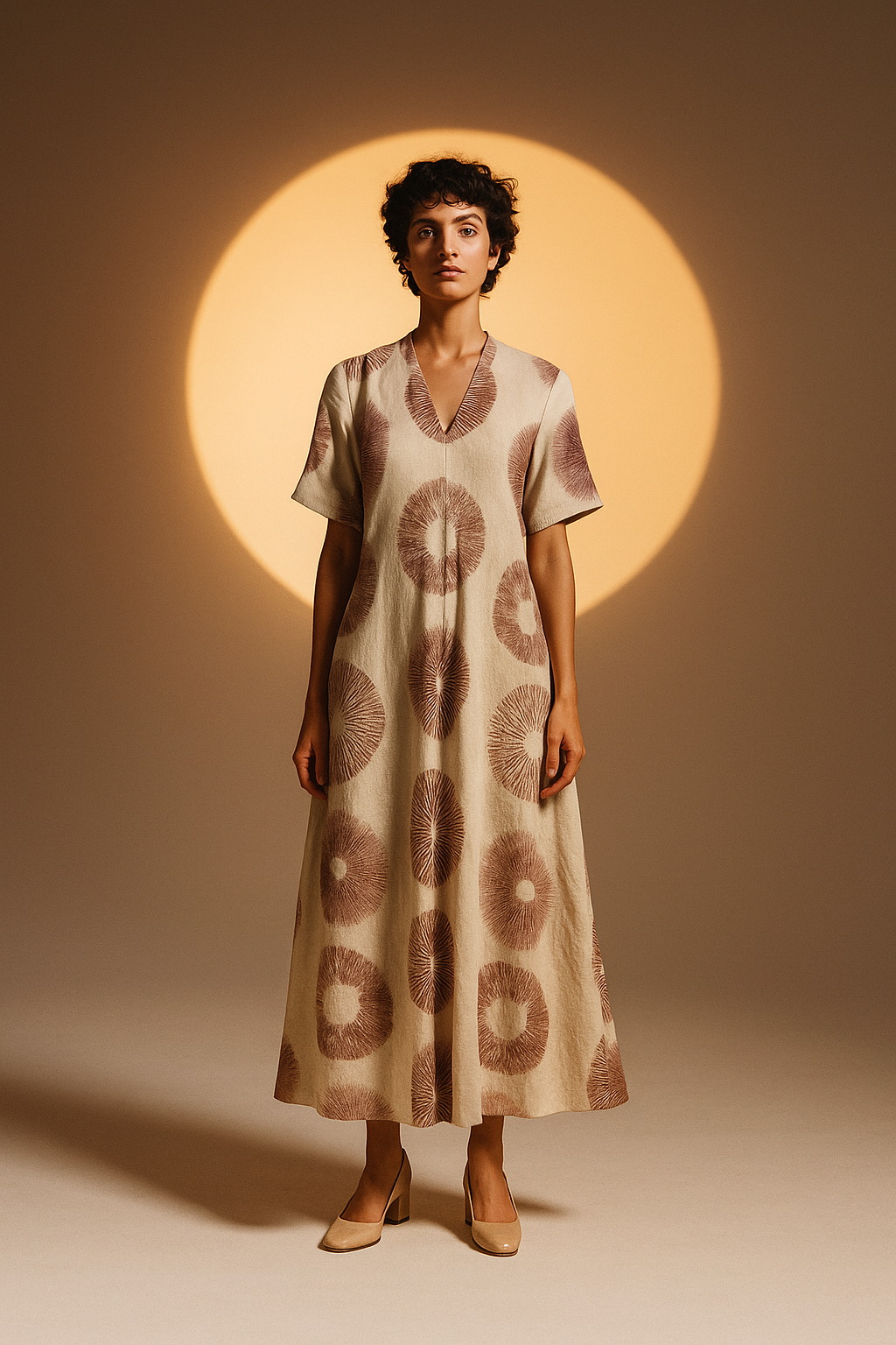 SEZANE: Hand printed Cotton Flax Midi Boho Dress - SIMPLY KITSCH