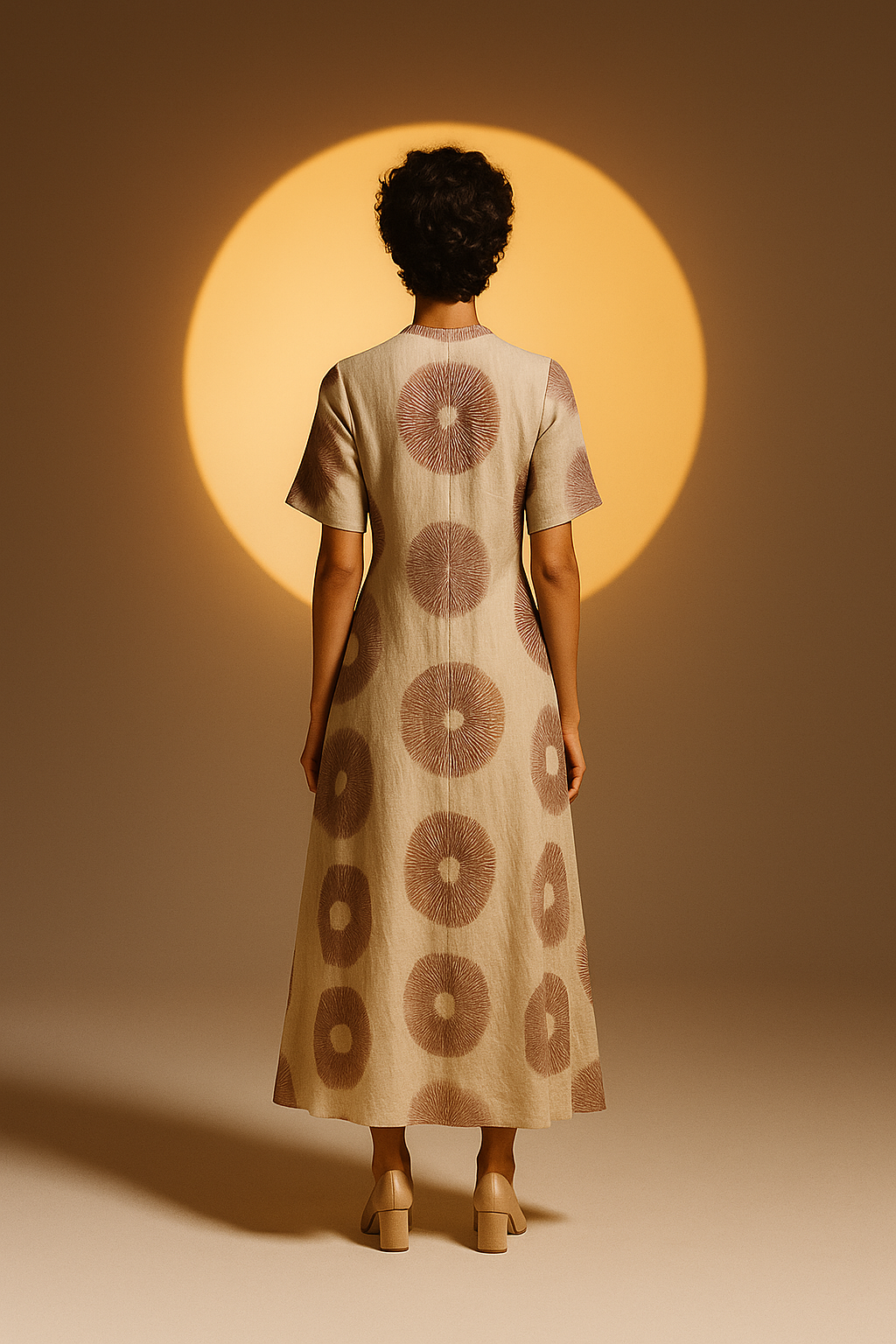 SEZANE: Hand printed Cotton Flax Midi Boho Dress - SIMPLY KITSCH