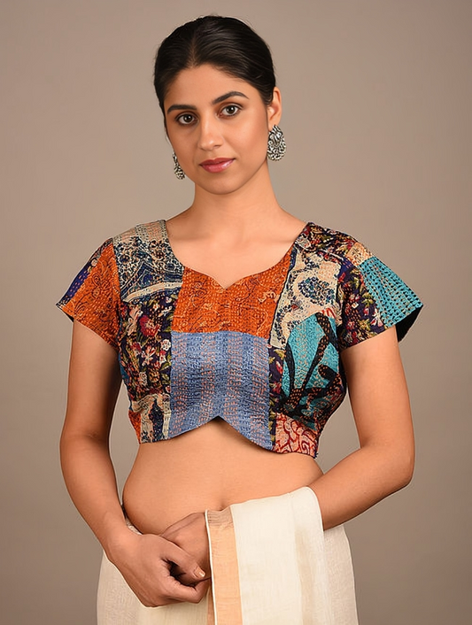 TITLI: Handcrafted Vintage Silk Kantha Blouse - SIMPLY KITSCH