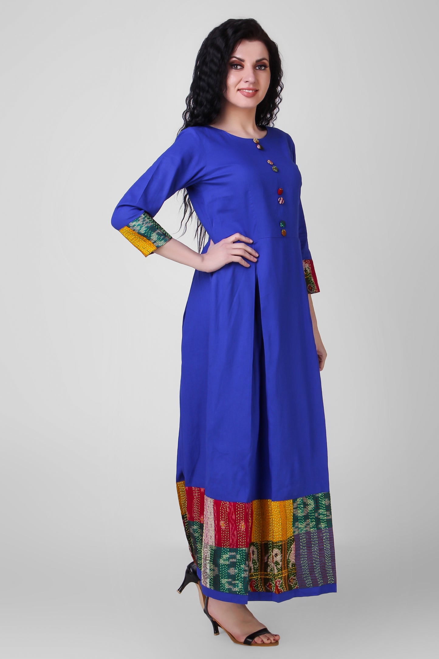 NEEL: Vintage silk kantha patch cotton dress - SIMPLY KITSCH