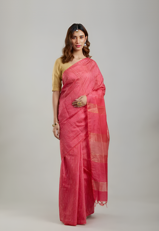 GULABO: Handwoven Bhagalpuri silk zari saree - SIMPLY KITSCH