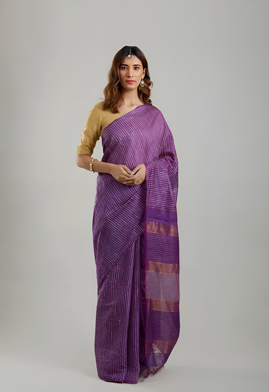 PALAK: Handwoven Bhagalpuri silk zari saree - SIMPLY KITSCH