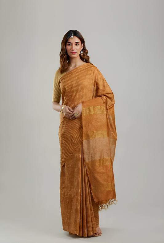 KESAR: Handwoven Bhagalpuri silk zari saree - SIMPLY KITSCH