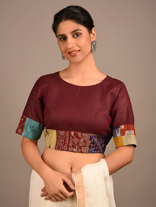 UNNAABI: Vintage silk kantha patch blouse - SIMPLY KITSCH