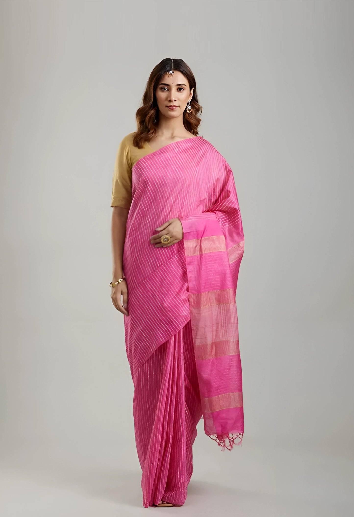 GULAAB: Handwoven Bhagalpuri silk zari saree - SIMPLY KITSCH