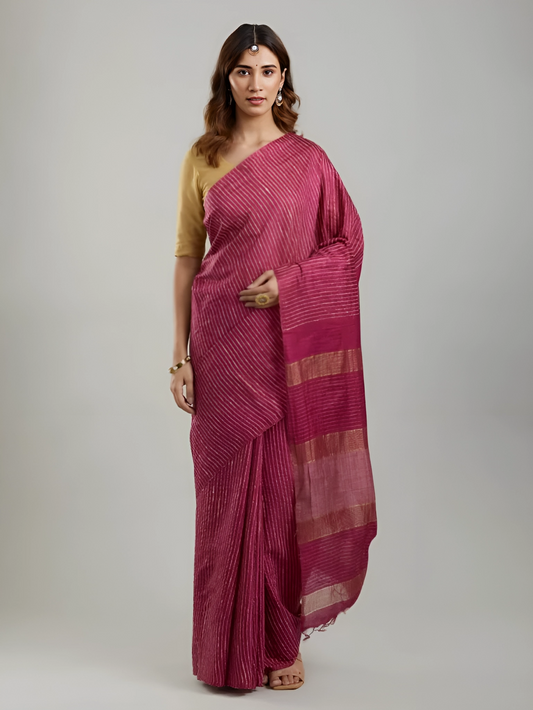 DHARA: Handwoven Bhagalpuri silk zari saree - SIMPLY KITSCH