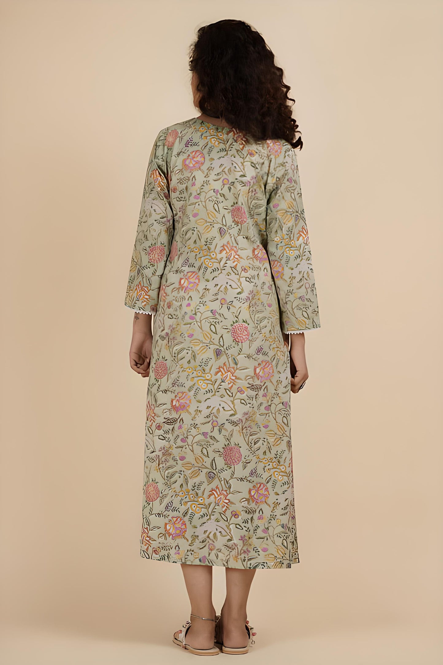 THE SOUL GARDEN : Hand block printed cotton dress with pearl detail - SIMPLY KITSCH