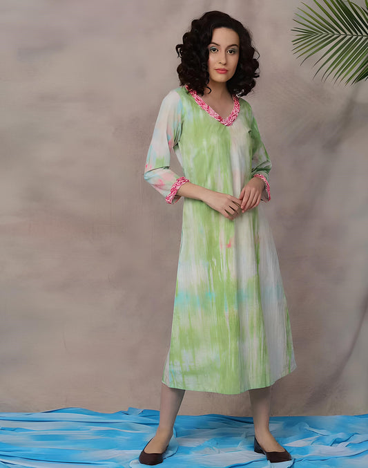 VIBGYOR DRESS: Hand tie dyed cotton women dress - SIMPLY KITSCH